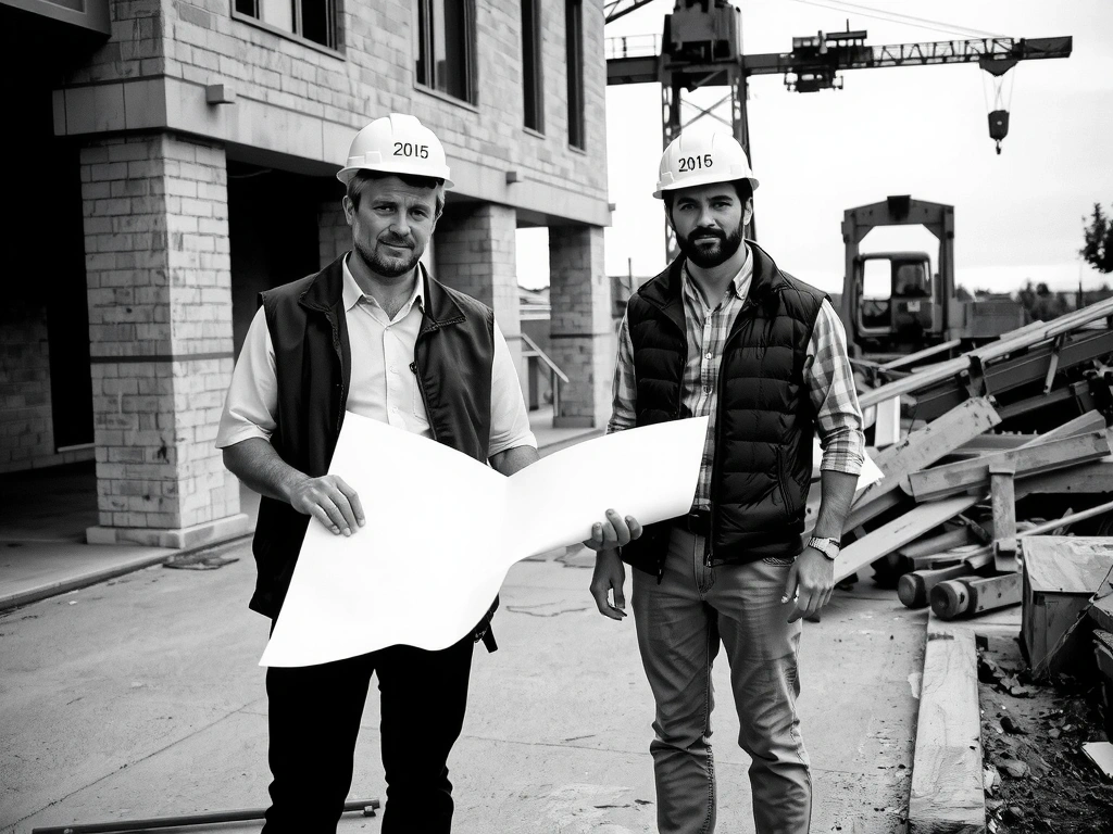 Fondateurs sur un chantier en 2015